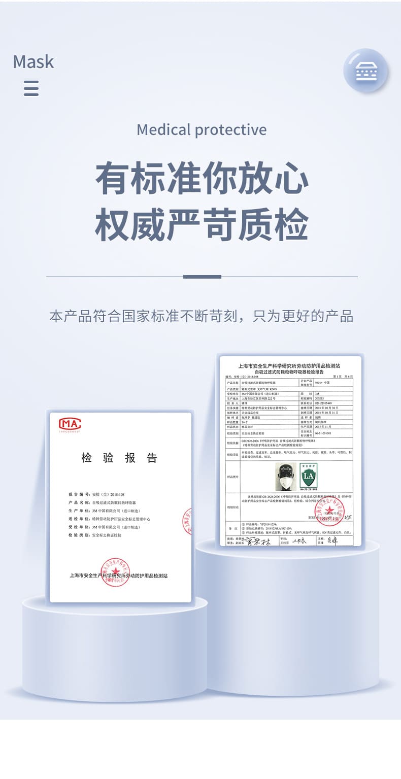 3M 9010CN 防颗粒物口罩 （非油性颗粒物、病毒微生物、折叠式、头带式、美国NIOSH N95认证和中国KN95认证）
